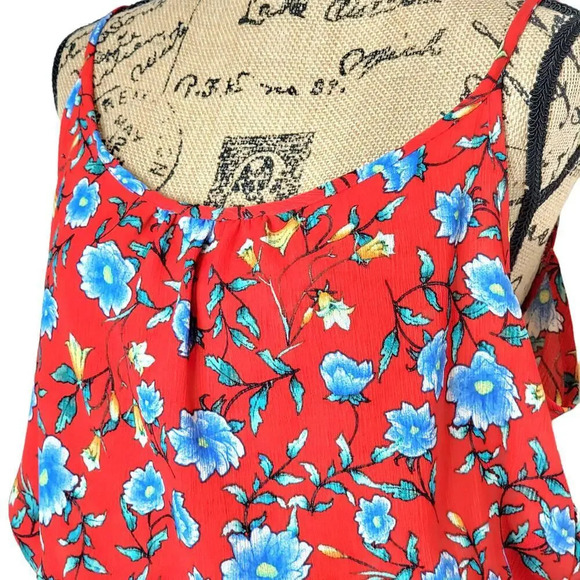 VERSE Womens Floral Boho Blouson Spaghetti Strap Maxi Dress Size XL Red Blue - Picture 4 of 16